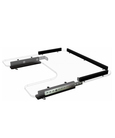 BioDezine Upper Extremity Support Tray, 3/8” Clear Lexan, Slides w/ adjustable tray stops, Belt & up to 3 Rims